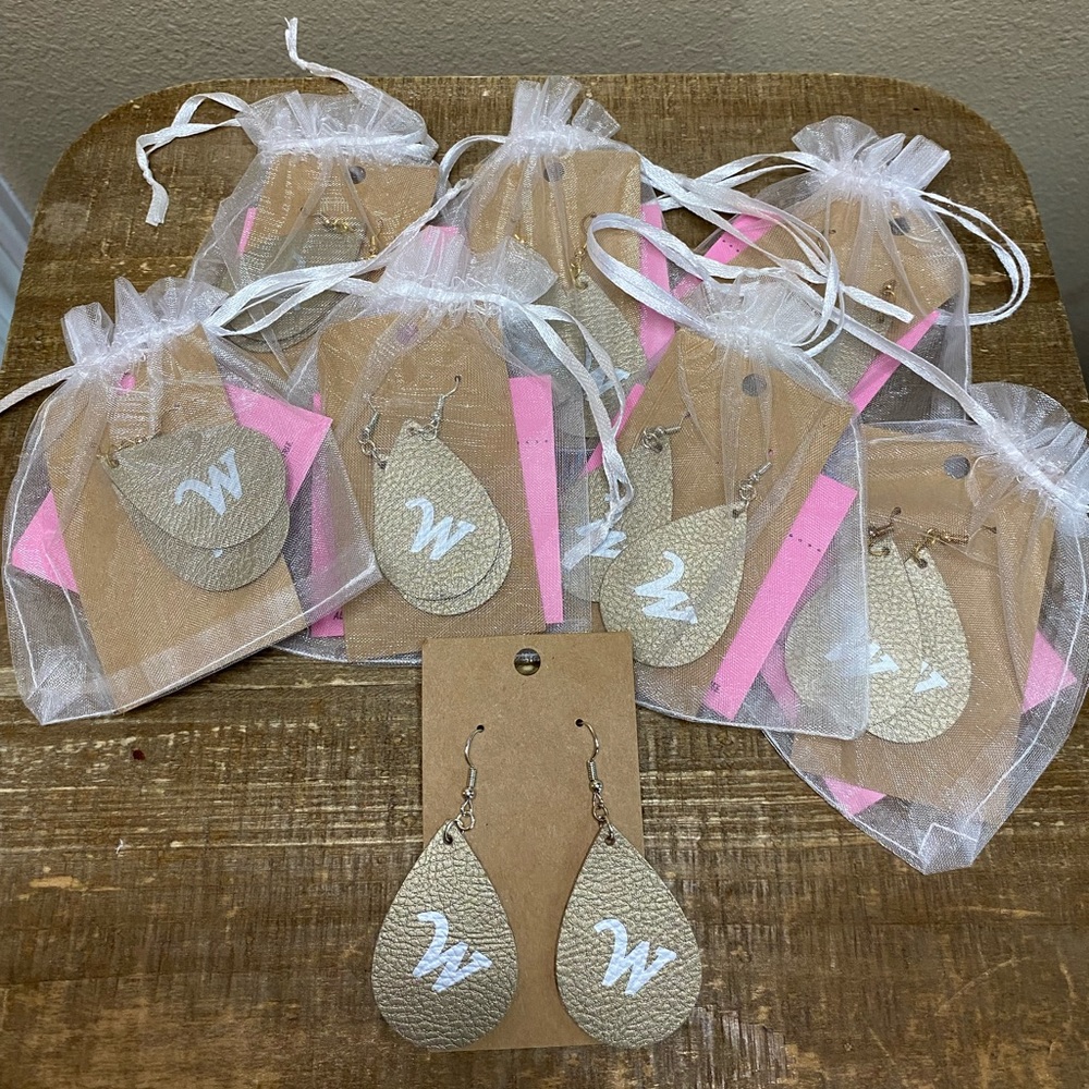 New! Lot of 8 Monogram W Leather Earrings